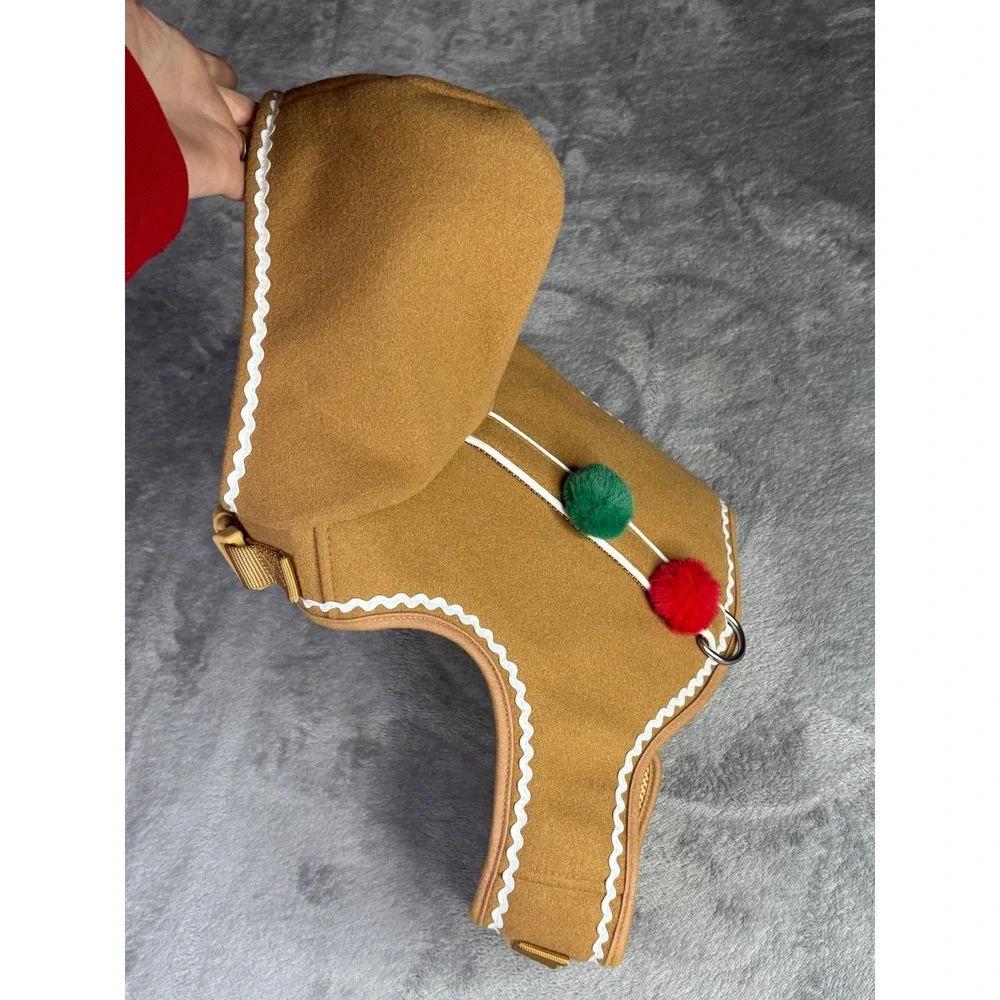 Gingerbread Dog Harness Large Tan Canvas Christmas Holiday Hooded‎ Costume